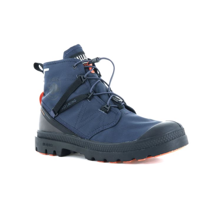 Palladium Pampa Travel Lite+ Waterproof Men's Boots Navy | UK I247-ZYH